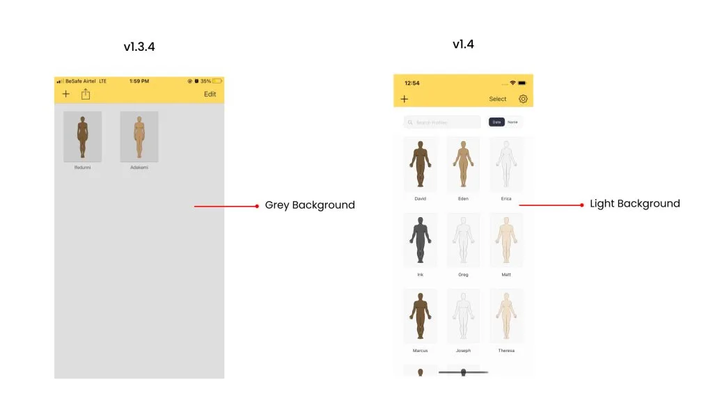 Background color change from grey to white.