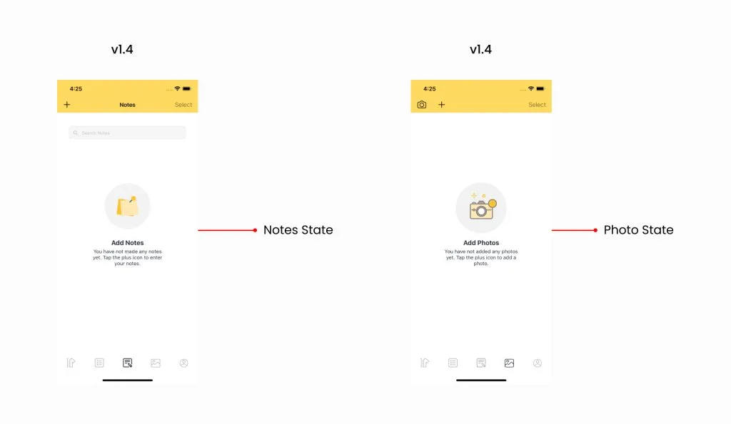 Empty state design example.