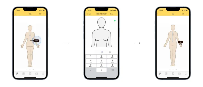 Entering the value for a newly created custom measurement line.